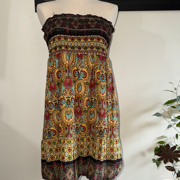 Bohemian Strapless Paisley Dress AMAZING!!! So Beautiful 100%cotton size Medium - Picture 3 of 12